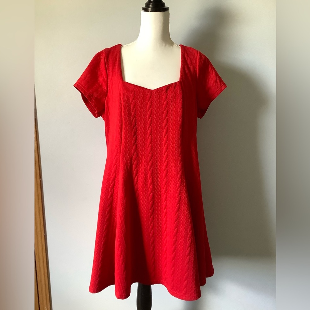 TORRID 2 Red Mini Textured Knit Skater Dress